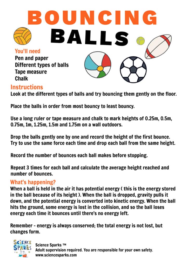 Why do balls bounce science investigation instruction sheet