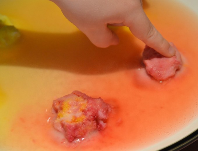 Baking soda and water made into a rock shape
