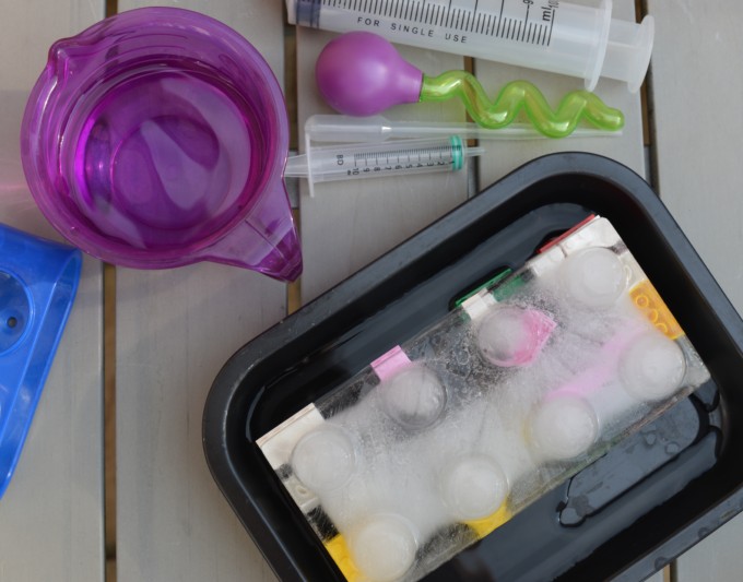 LEGO Ice excavation - sensory science for kids