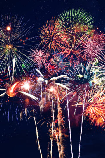 Fireworks against a dark background
