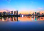 Singapore Night Skyline (After Sunset) at the Marina Bay