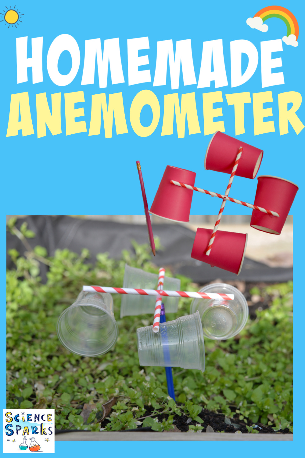 DIY anemometer made with paper cups