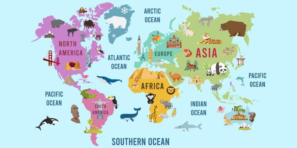 oceans map of the world
