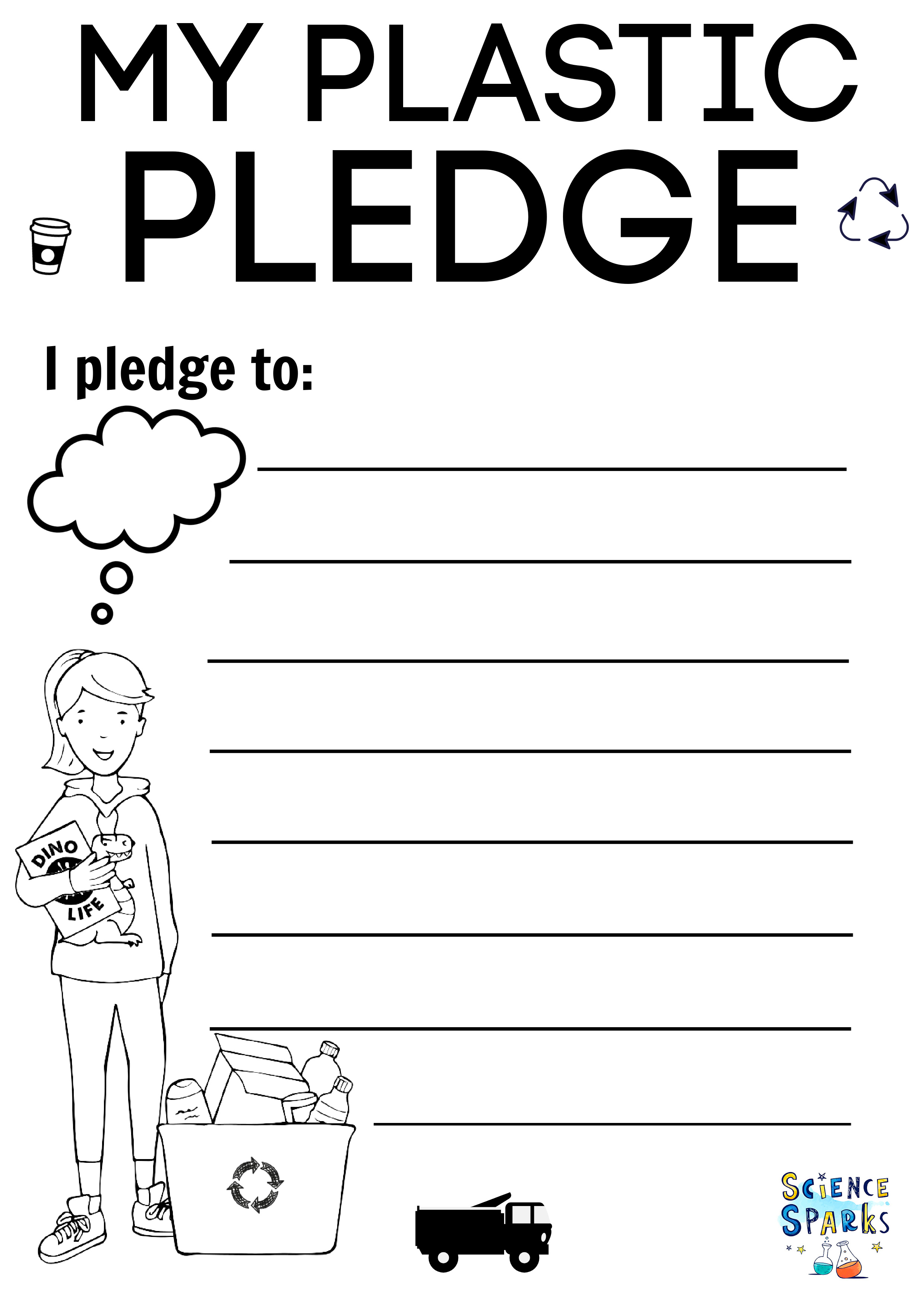 Plastic Pledge template black and white