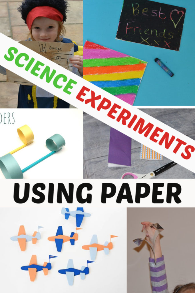 Science experiments using just paper - collection of paper science experiments Make paper spinners, treasure maps, gliders, scratch art paper and more easy science for kids #scienceforkids #scienceexperiments #sciencesparks #paperscience