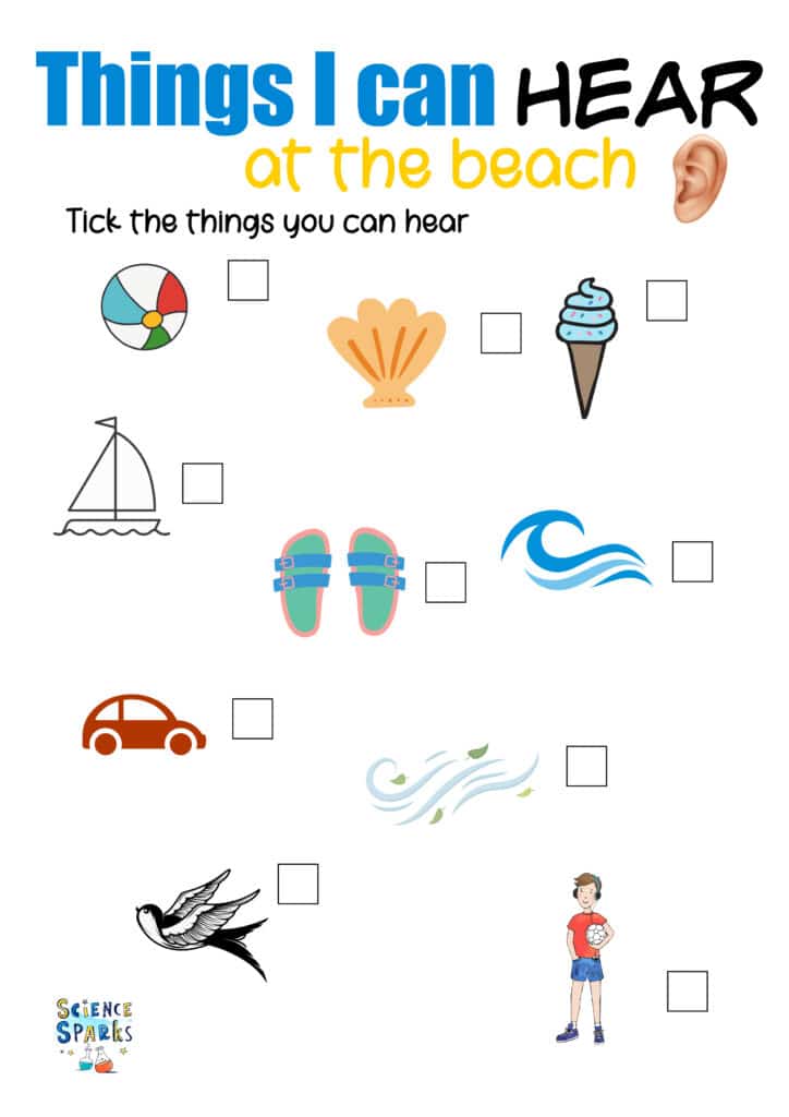 things I can hear at the beach worksheet