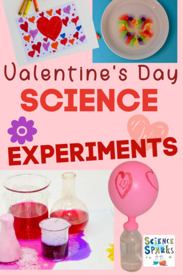 Collage of Valentine's Day themed science experiments